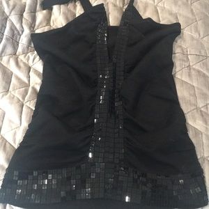 Black Sequins Halter Top